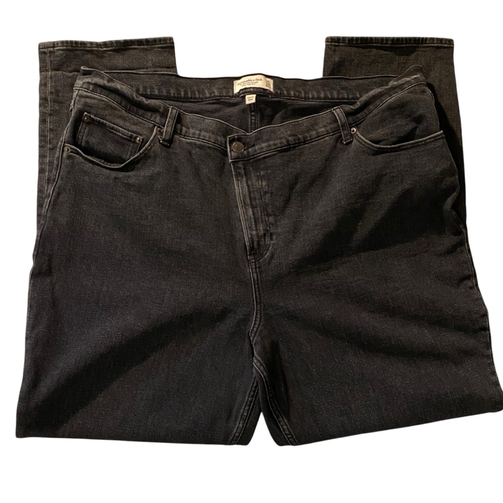 A and F 90s Slim Straight Jean Womens 35 Ultra High Rise Black  Curve Love Denim